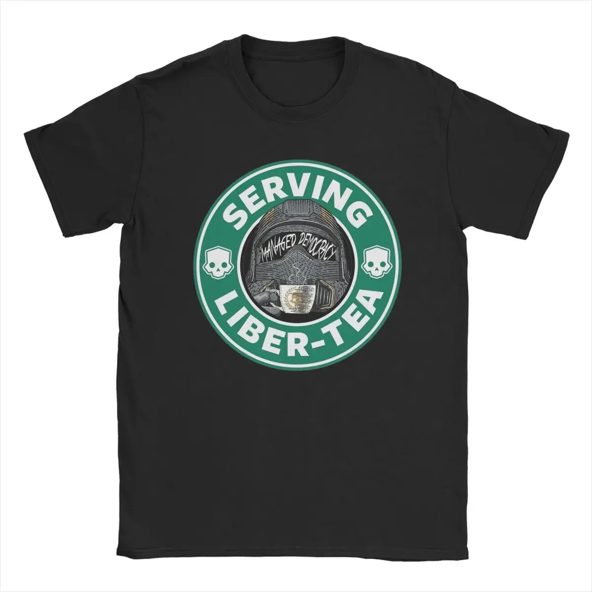 Men Serving Liber Tea Helldivers 2 Drinking Tea Managed Democracy T Shirt Vintage Tees T-Shirts Oversized Graphic Tee Shirt