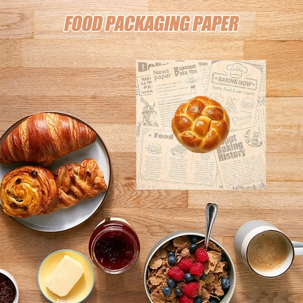 

100 Sheets Paper Greaseproof Oil Proof for Sandwiches Bakery Food Wrapping Newspaper Cheese Paper