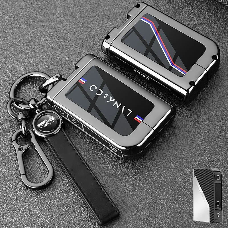 حافظة مفاتيح السيارة من سبائك الزنك لـ LYNK & CO 01 02 03 05 07 09 EMP LYNKCO 06 LYNK CO غطاء عن بعد شل حامل سلسلة مفاتيح ملحقات فوب #2