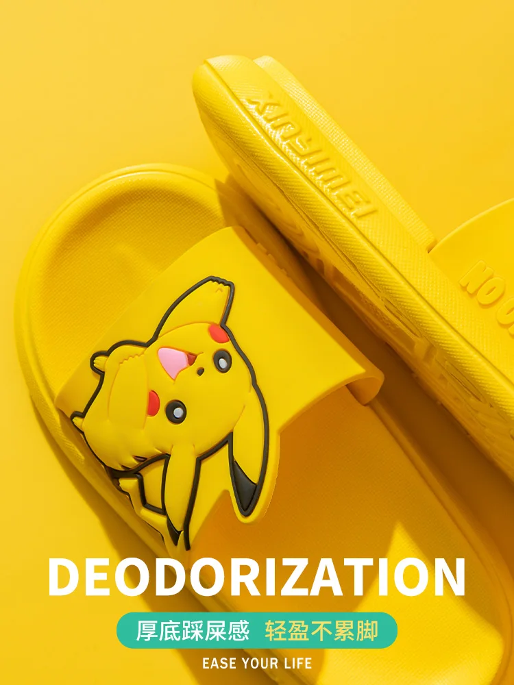 Cartoon Anime Pokemon Cute Pikachu Slippers Indoor House Kawaii Girl Bathroom Sandals Antislip Outside Beach Children Shoes Gift