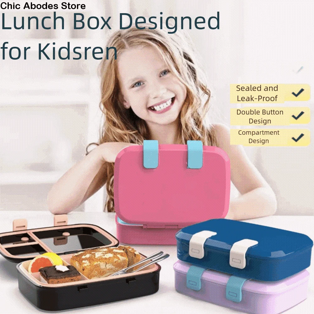 

Sealed Portable Lunch Box Reusable 800ML Food Storage Crisper 3 Grids Detachable Divides Food Container Tableware