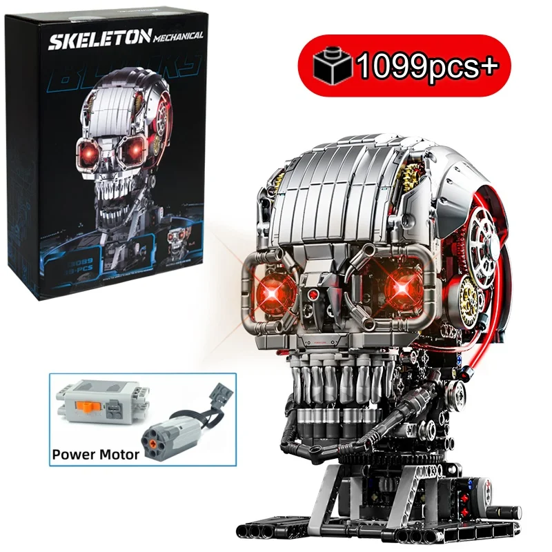 

Новый конструктор из 1099 деталей: Механическая голова скелета с подсветкой и подвижными частями. Модель MOC для самостоятельной сборки. Идеальный подарок на день рождения.