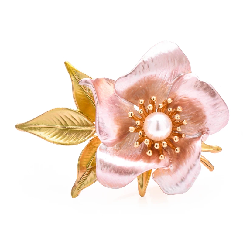 

Wuli&baby Charming Enamel Flowers Brooches For Women Unisex 2-color Elegant Plants Party Office Brooch Pins Gifts