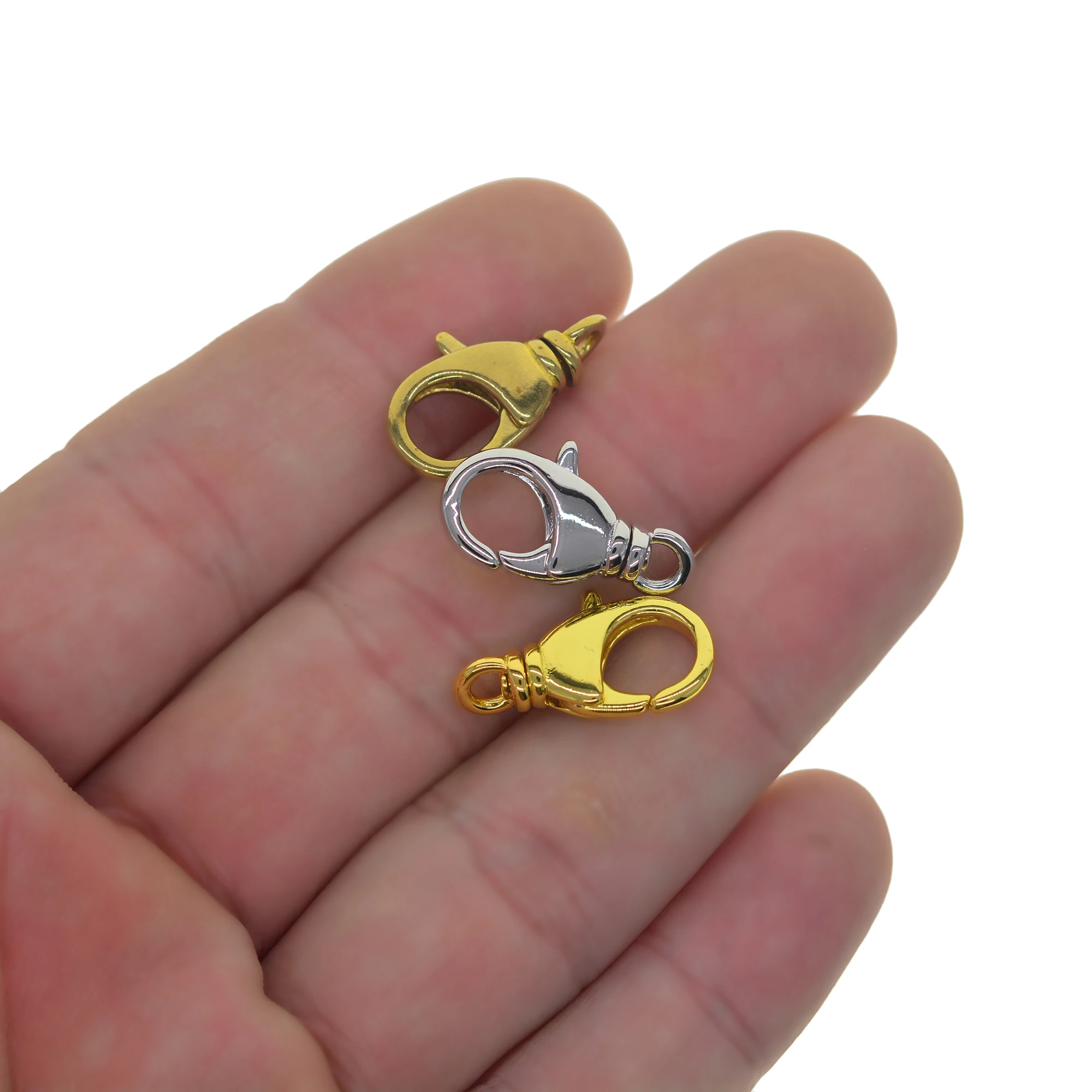 6pcs Gold platinum plt Korea 20mm 0.8inch Fine Solid Brass swivel lobster claw Clip hook spring Snap clasp jewelry DIY Accessory