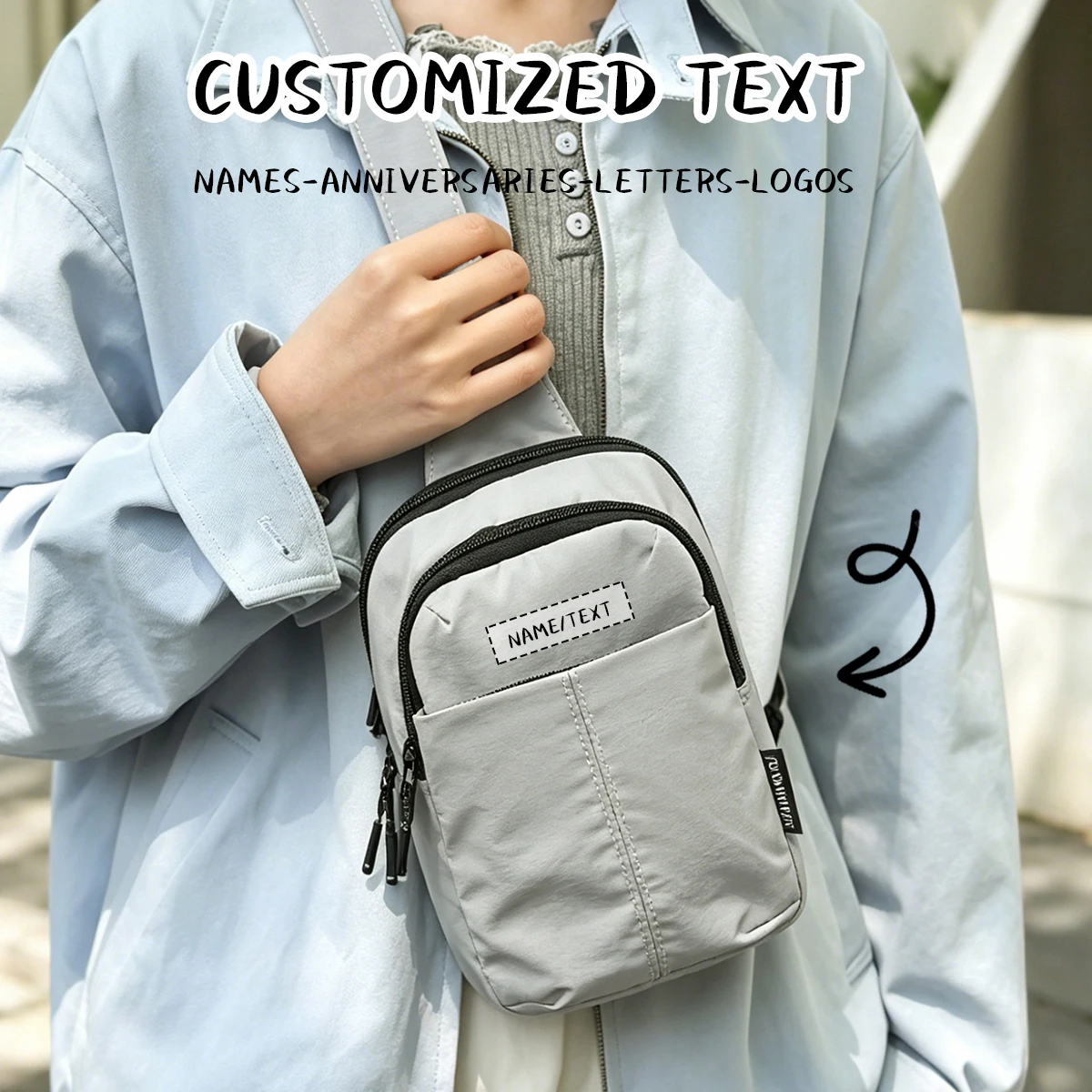 

Custom Logo Men's Crossbody Bag, New Trendy Small Shoulder Bag, Summer Sling Bag, Chest Bag, Women's Cycling and Hiking Bag, Personalized DIY