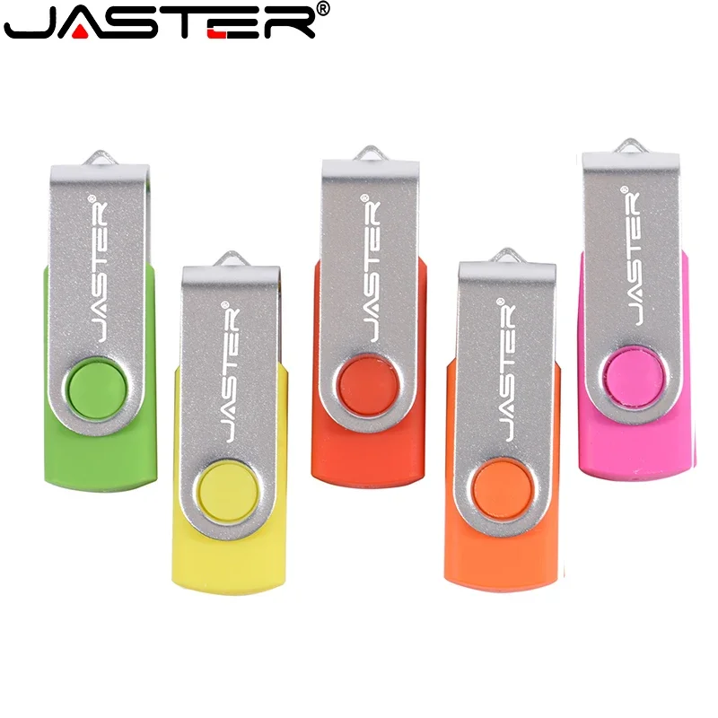 JASTER Colorful Rotatable Pen Drive 128GB 100% Real Capacity USB Flash Drive 64GB Free Key Chain Memory Stick 32GB Business Gift