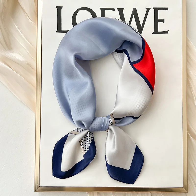 Luxury Design Square Silk Scarf for Women Hijab Hair Bands Neckerchief Female Satin Shawl Ribbon Headband Fashion Wraps Bandana