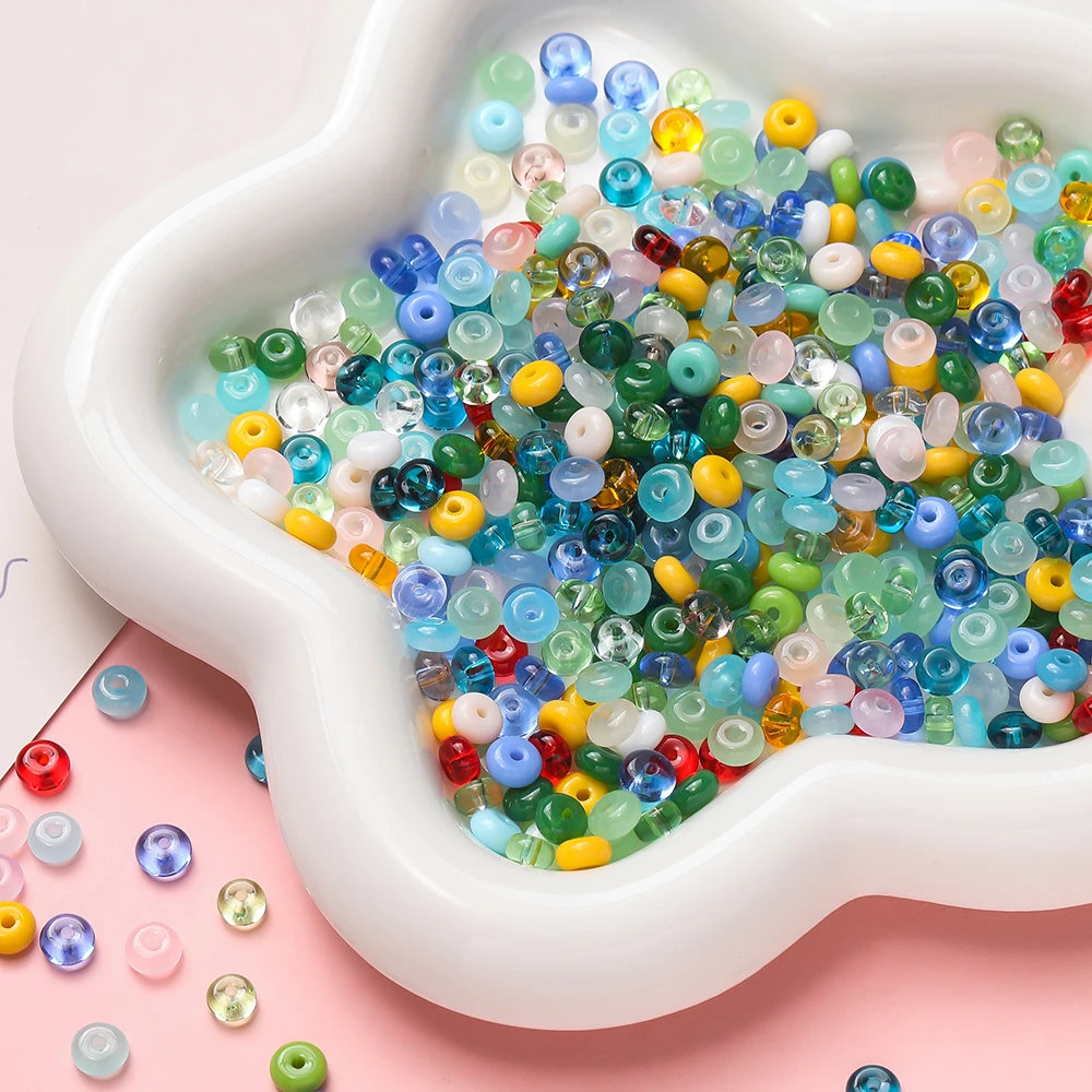 50pcs/Lots Colored Glass Seed Bead Abacus Shape Spacer Loose Beads for DIY Jewelry Making Bracelet Necklace Charms Accessories