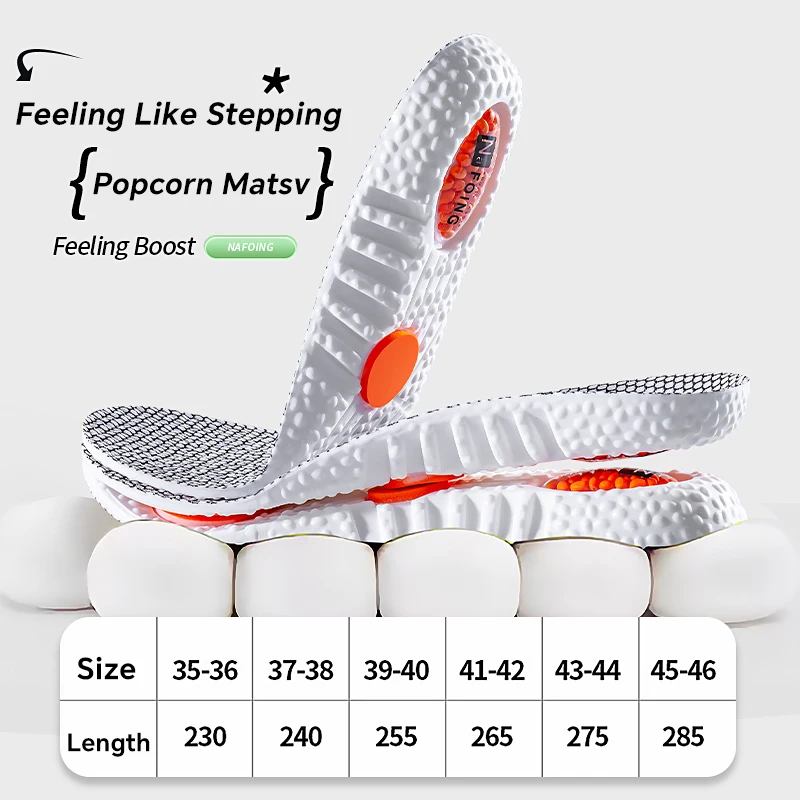 1 paire de semelles de sport avec semelles intérieures de massage en latex douces, respirantes et hautement élastiques