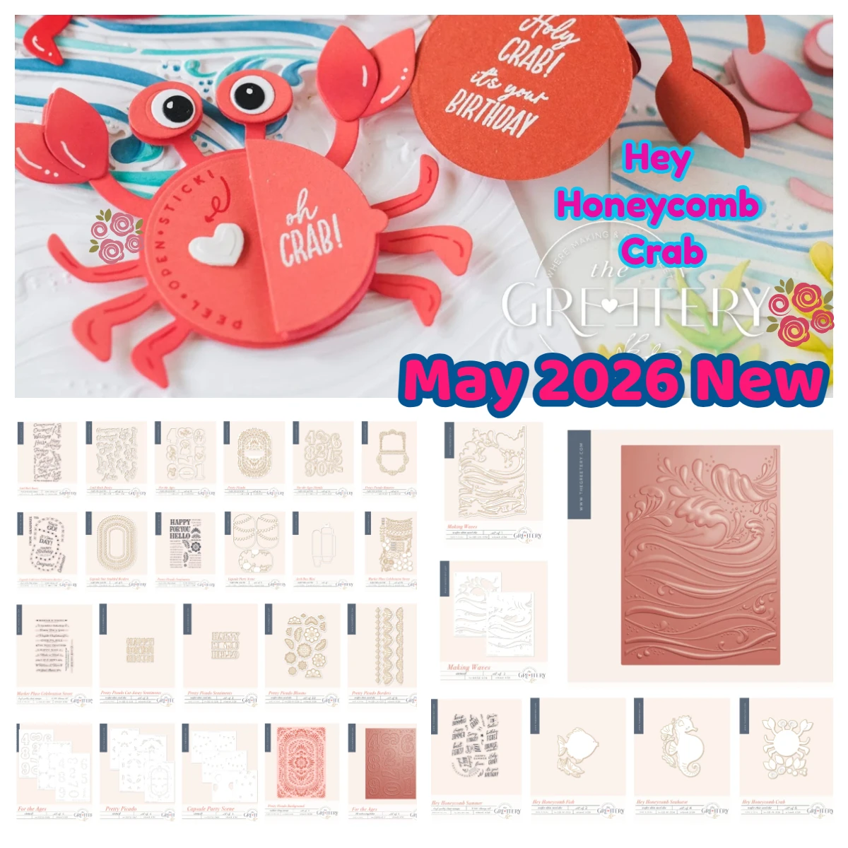 

Hey Honeycomb Crab Summer Sentiments Metal Cutting Dies Stamps Hot Foil Stencils for DIY Scrapbook Handmade Photo May 2026 New