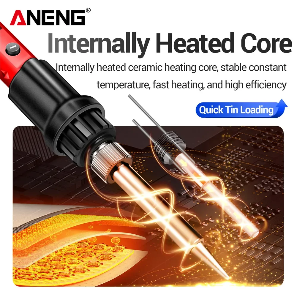 ANENG Electric Soldering Iron US Digital Display 180~520℃ Adjustable Temperature 60W High-Power Quick Welding Repair Tools SL105