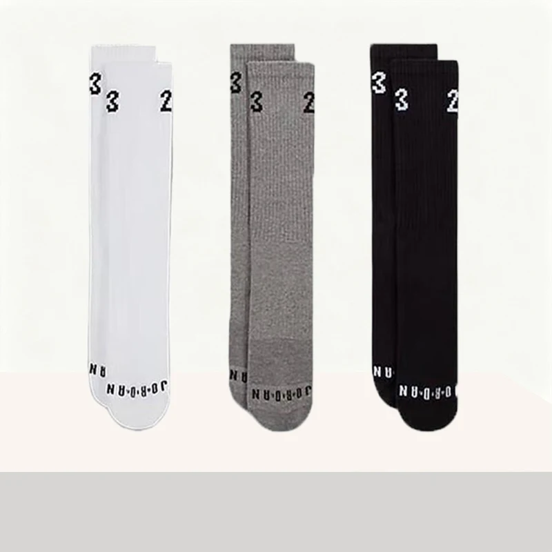 

Nike: Stylish, comfortable, breathable, durable, versatile, and soft black, white, and gray long-cuff terry socks DA5718-911