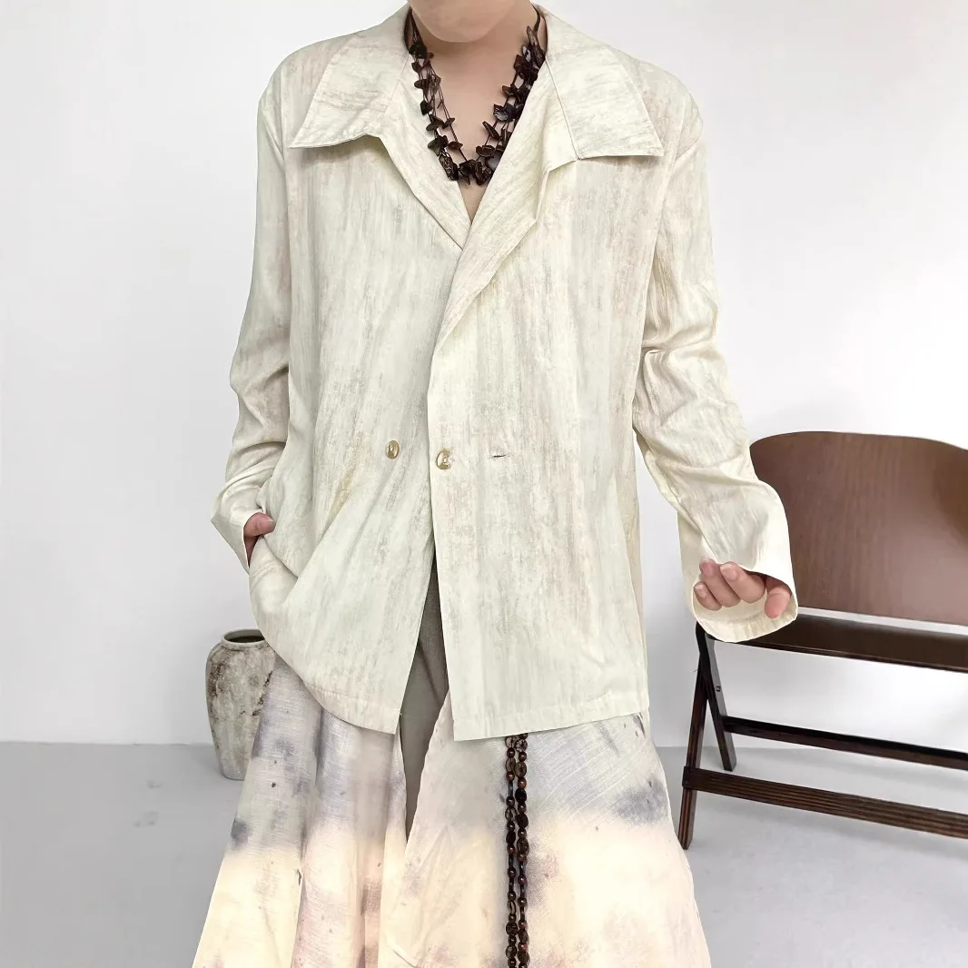 2026 Spring New Chinese Style Retro Wide Draped Collar Irregular Shirt For Men Women Minimalist Design Casual Trend Blouse