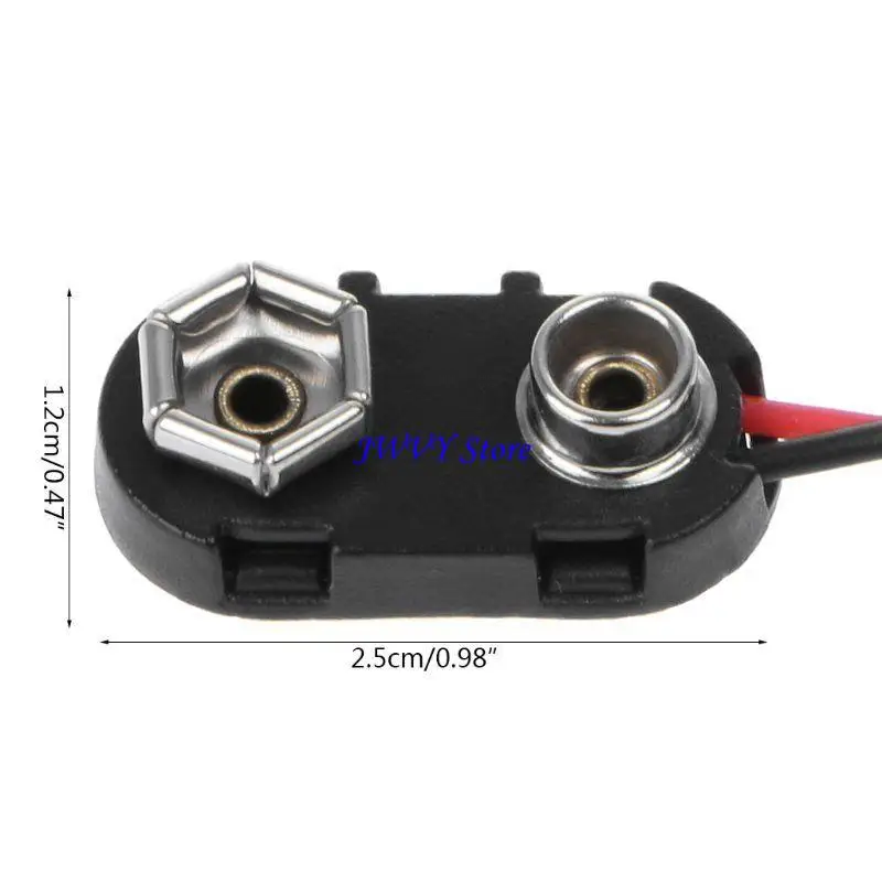 573A PP3 9V เชื่อมต่อคลิปแบตเตอรี่ฉันพิมพ์สายไฟกระป๋องตะกั่ว 150 มม. สีดำสีดำ