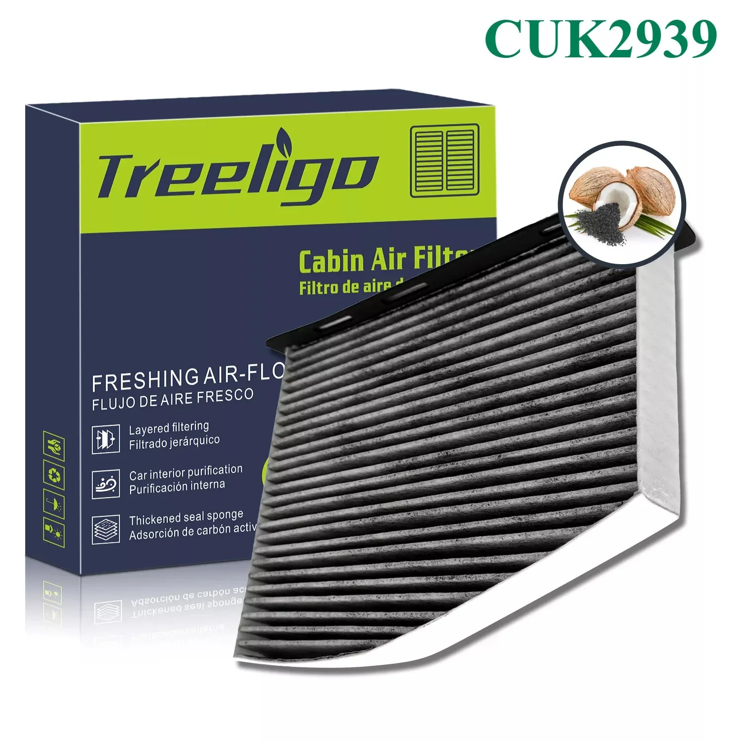 

Treeligo ‎CUK2939 Activated Cabin Air Filter Activated Carbon For
