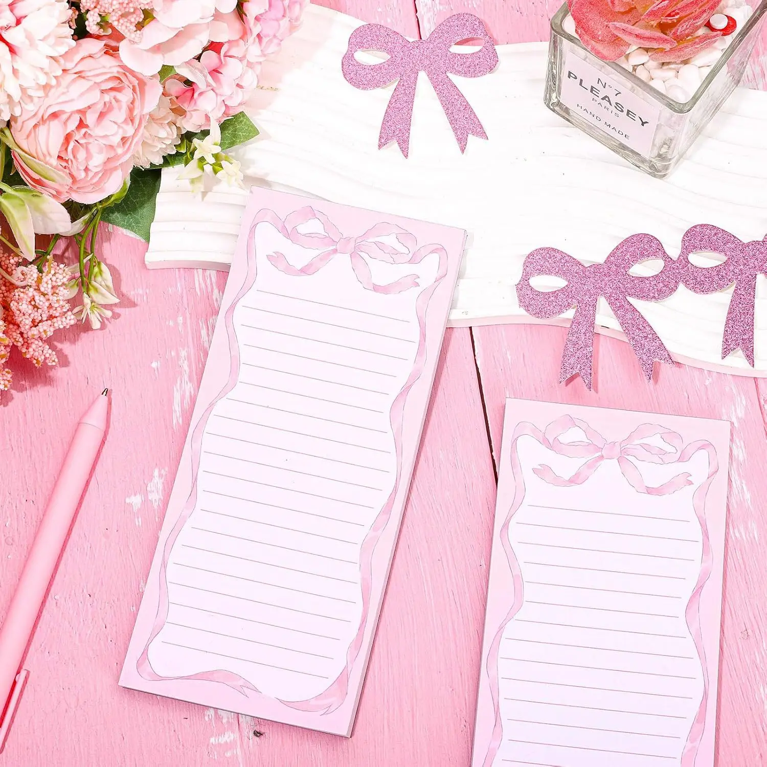 60 Blatt 1 Stück rosa Schleife Coquette magnetische Notizblöcke To Do List Pad Lebensmittelgeschäft Einkaufsliste Notizblock für Zuhause Küche Kühlschrank Dekor – Detail 4