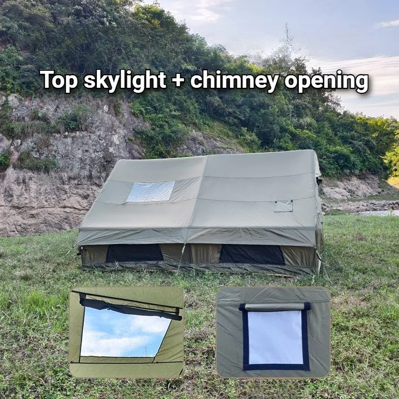 Tenda Camping Keluarga yang Luas, Tenda Luar Ruangan yang Dipertebal, Tahan Hujan, Tenda Tiup untuk Menginap, Pelindung Matahari, Tahan Angin, Perlengkapan Camping