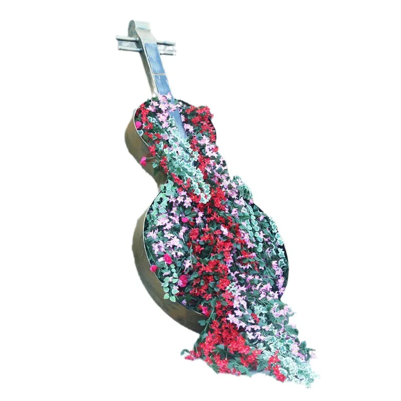 Imitación de cobre violonchelo arreglo floral jardín al aire libre paisaje boceto escultura de hierro forjado decoración creativa compras