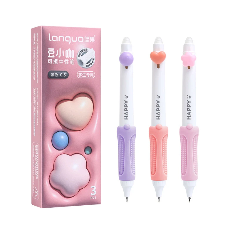 3 ชิ้น/เซ็ต Erasable GEL ปากกา 0.5 มม.น่ารักสีฟ้า/สีดําเติมปากกา ST เข็มเคล็ดลับสําหรับนักเรียนเขียนปากกาอุปกรณ์สํานักงานโรงเรียน