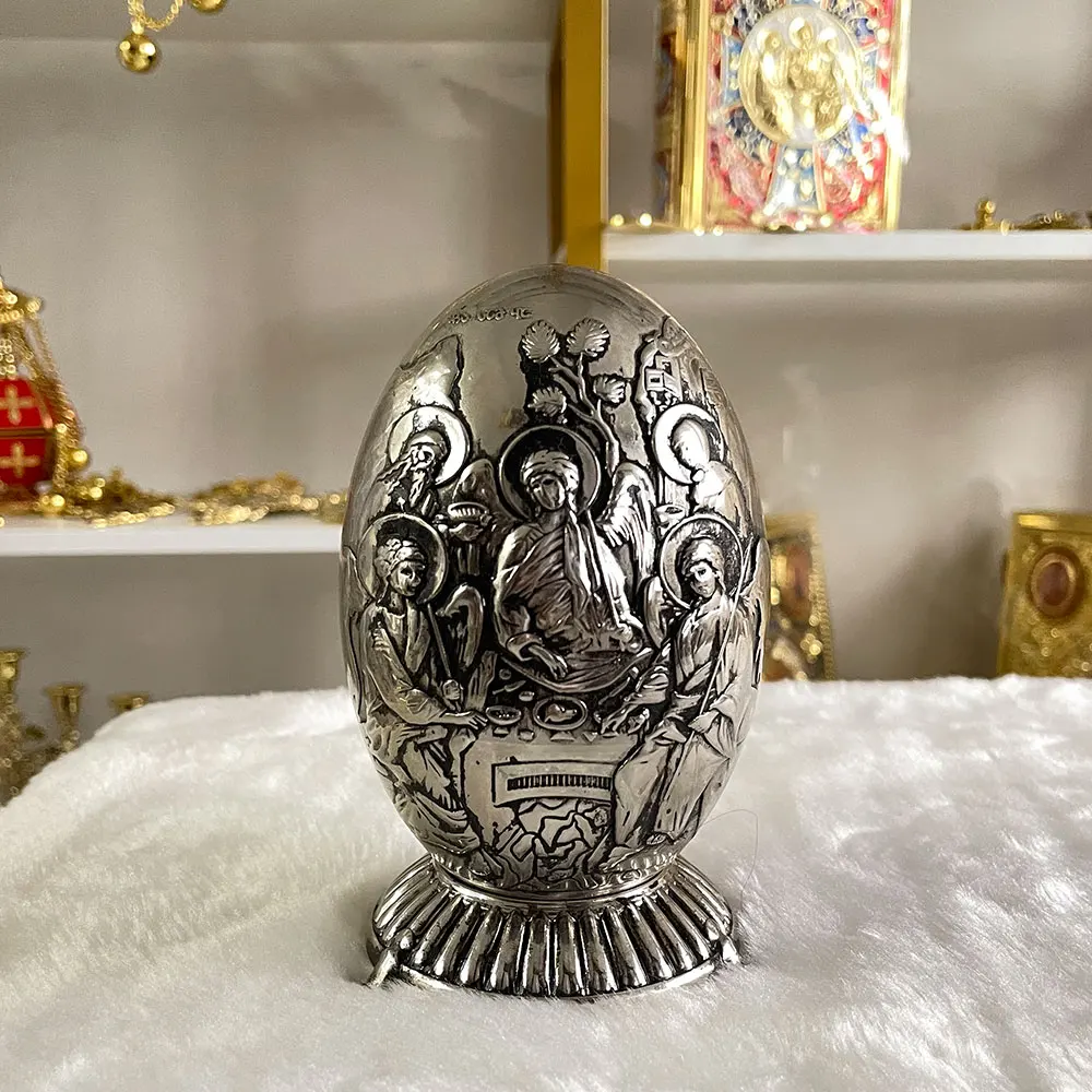 HTISOK Orthodoxe Griechisch-Orthodoxe Katholische Jungfrau-Maria-Statue, Kirchen- und Heimtischdekoration, Runde Form – Detail 1
