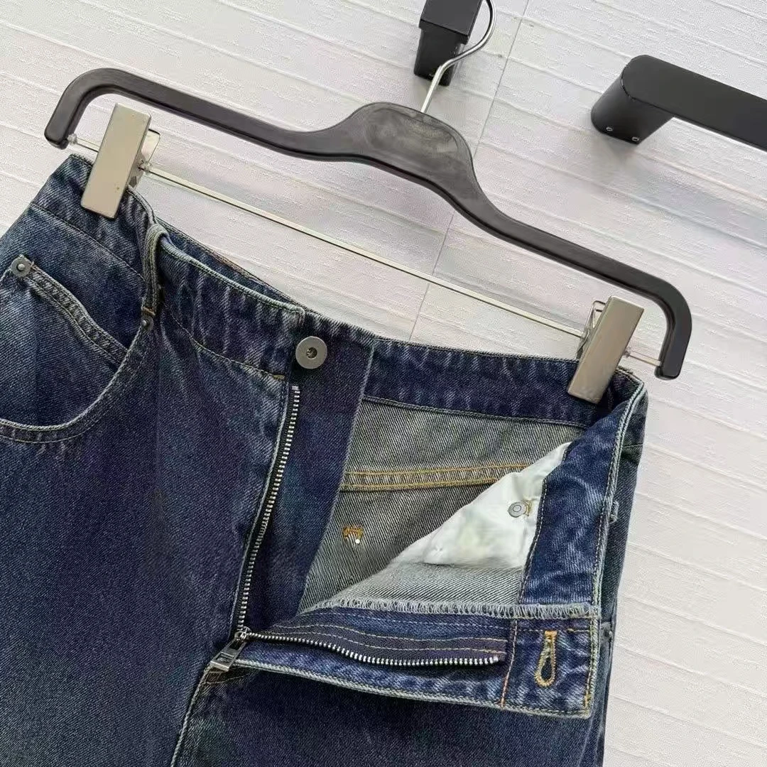 2026 New Autumn Vintage Blommers Jeans Women High Waist Patchwork Loose Fashion Blue Denim Pants Streetwear