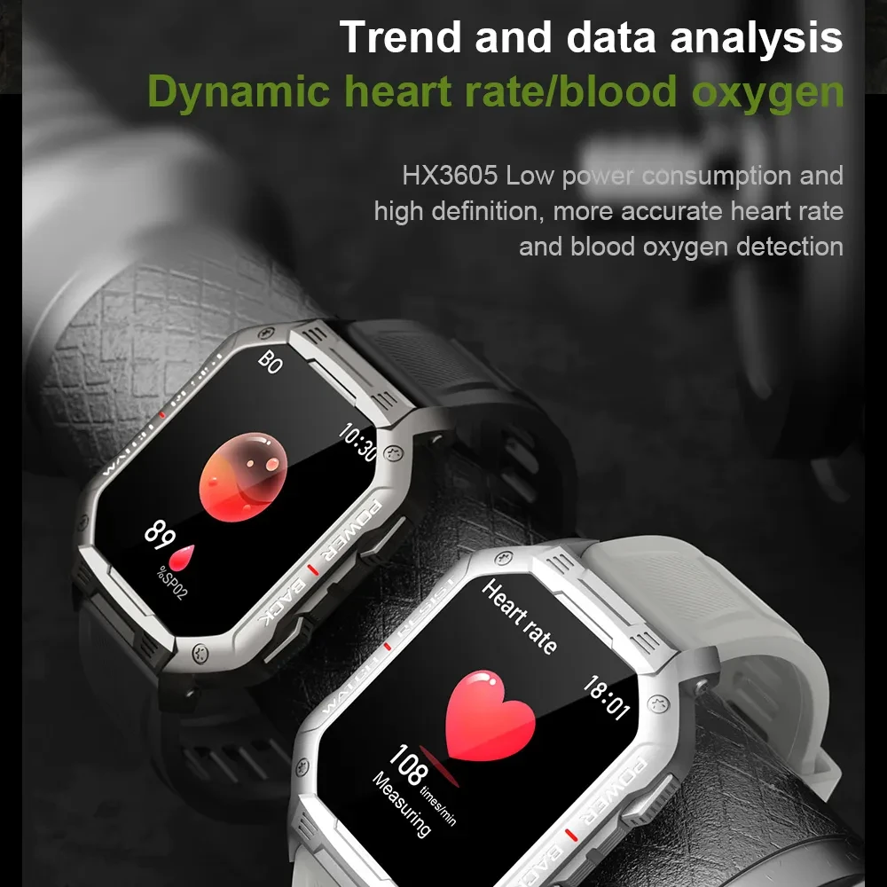 New Outdoor Sports Smart Watch Bluetooth Call Dynamic Heart Rate Blood Oxygen Waterproof Step Monitoring Watch HD Large Screen