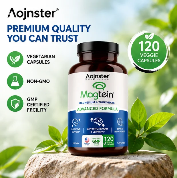 Advanced Magnesium L-Threonate Magtein Capsules, Memory & Learning Support, Plant Based Veggie Caps, Brain Nutrition Supplement