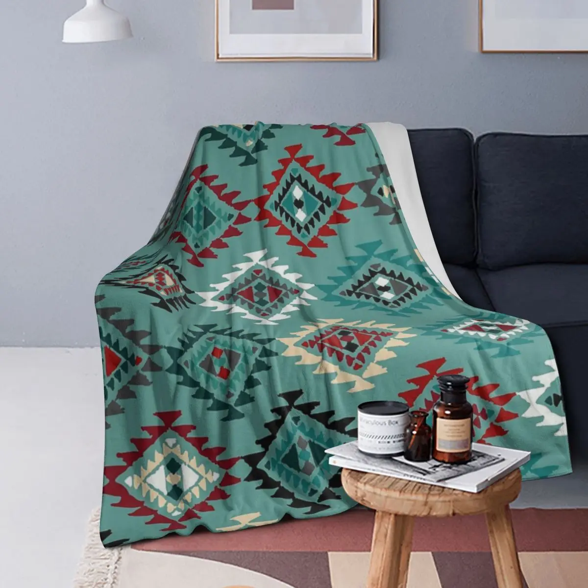 

Navajo Native American Pattern Blankets Soft Warm Flannel Throw Blanket Plush for Bed Living room Picnic Travel Home Sofa