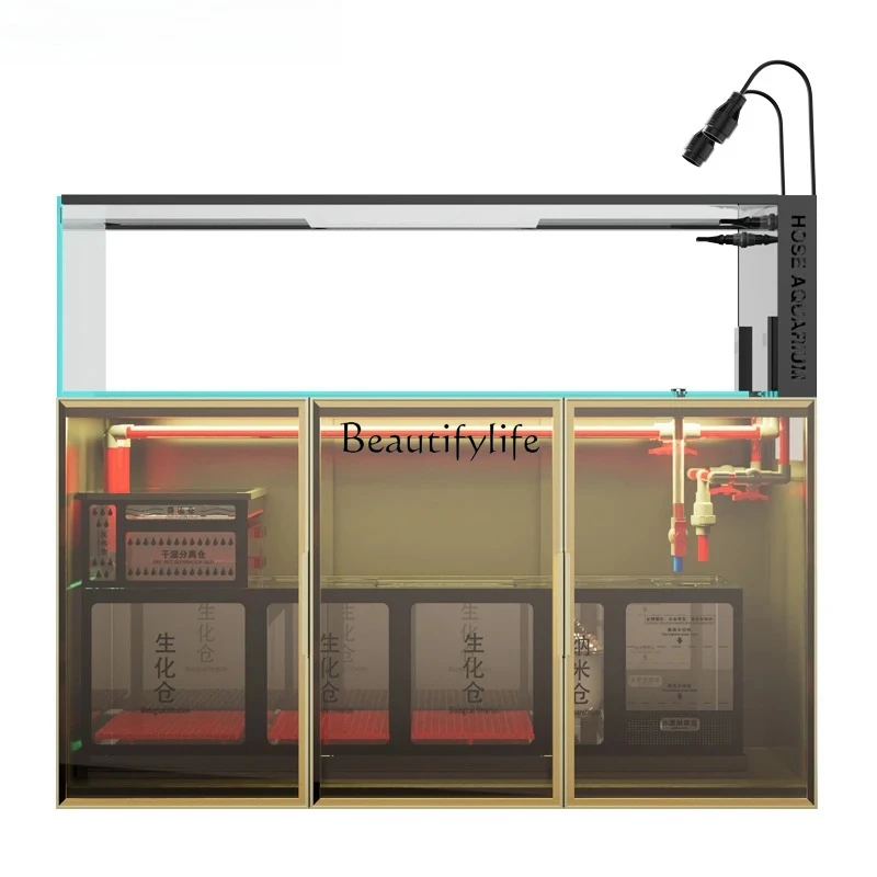 

stream tank fish tank large living room household ultra-white glass under the filter without water change