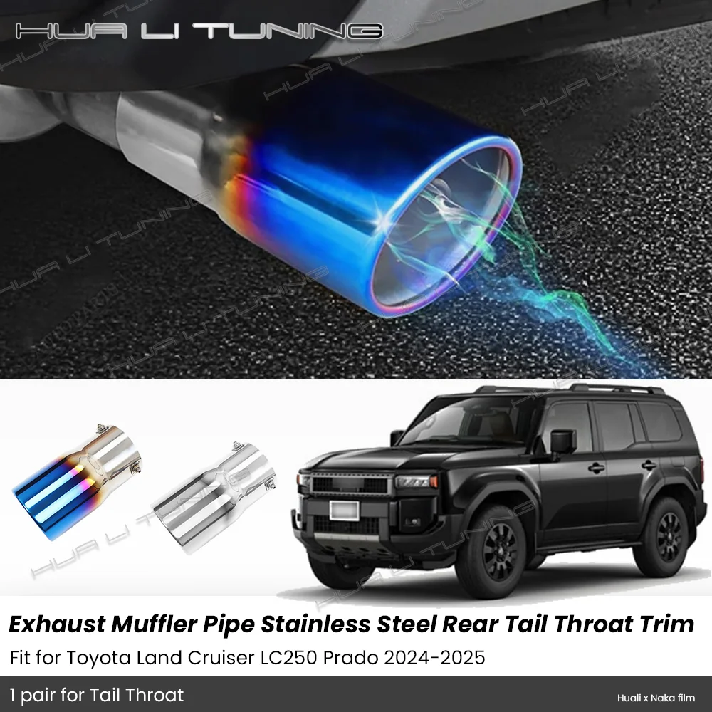 

For Toyota Land Cruiser LC250 Prado 2024-2025 Exhaust Muffler Pipe Stainless Steel Chrome Brunt Blue Car Tail Throat Trim Tuning