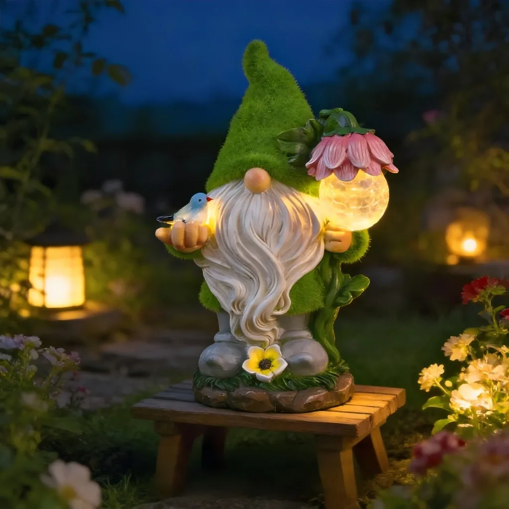 

Garden Gnome Solar Light Outdoor Waterproof LED Decor for Yard Patio Flower Bed Pathway Water Feature Glow Night Light Figurine