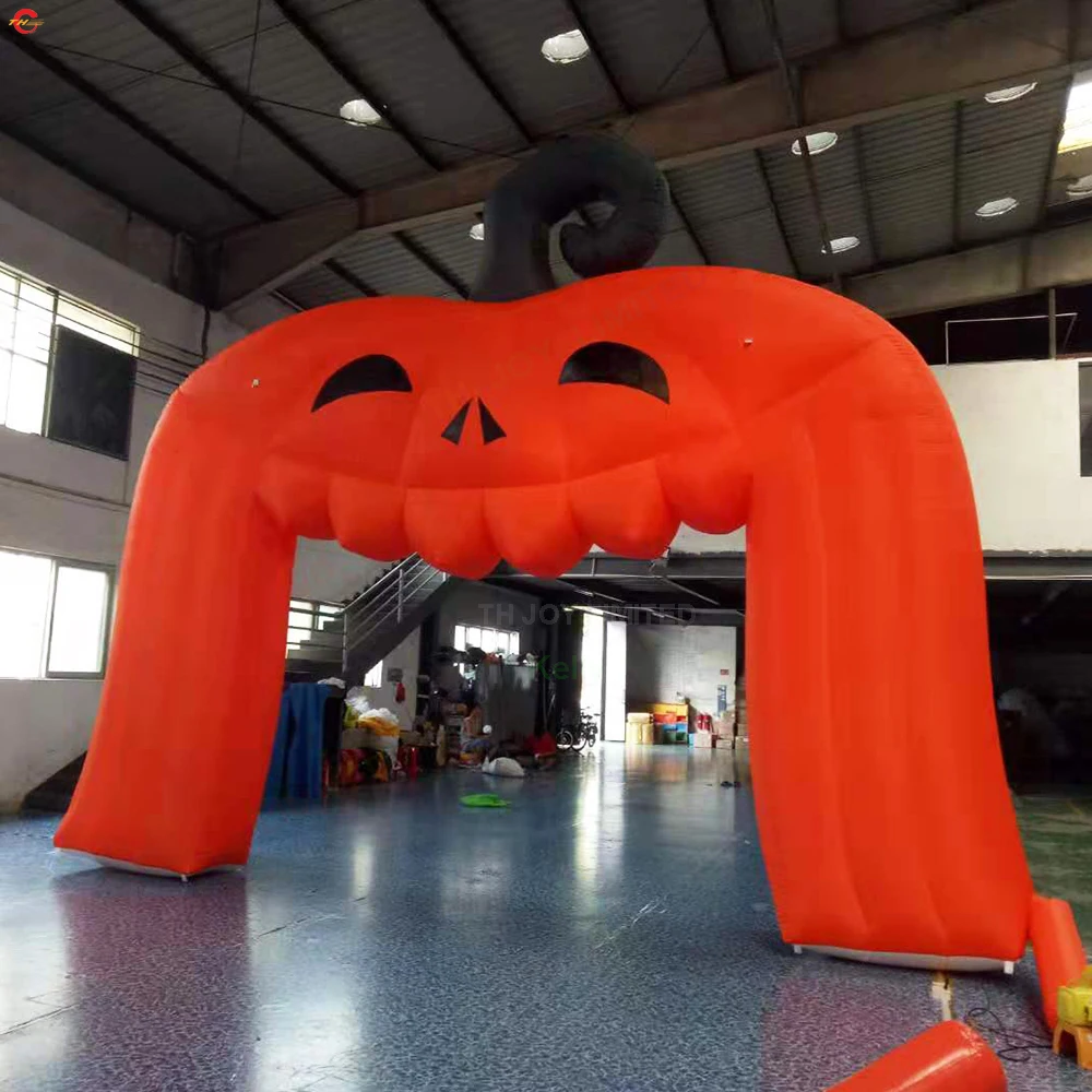 Fast Shipping 4m/6m/8m Pumpkin Face Inflatable Halloween Archway Blow Up Orange Inflatable Arch Gate For Promotion Advertising