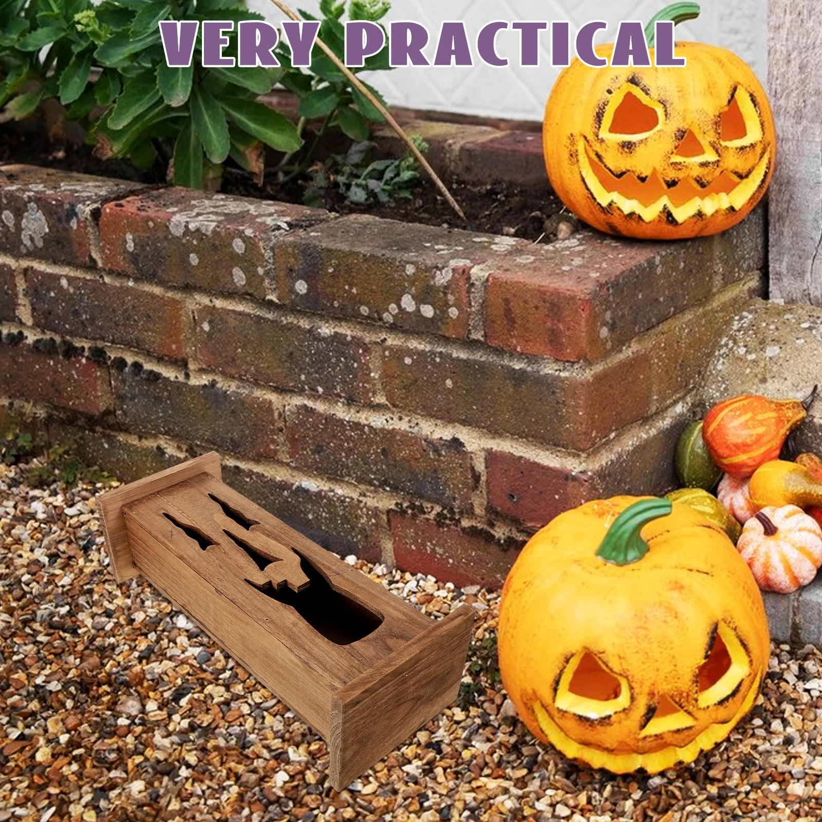 

Wooden Courtyard Decorations Ghost Figurine Ornaments Household Halloween Coffee Statue