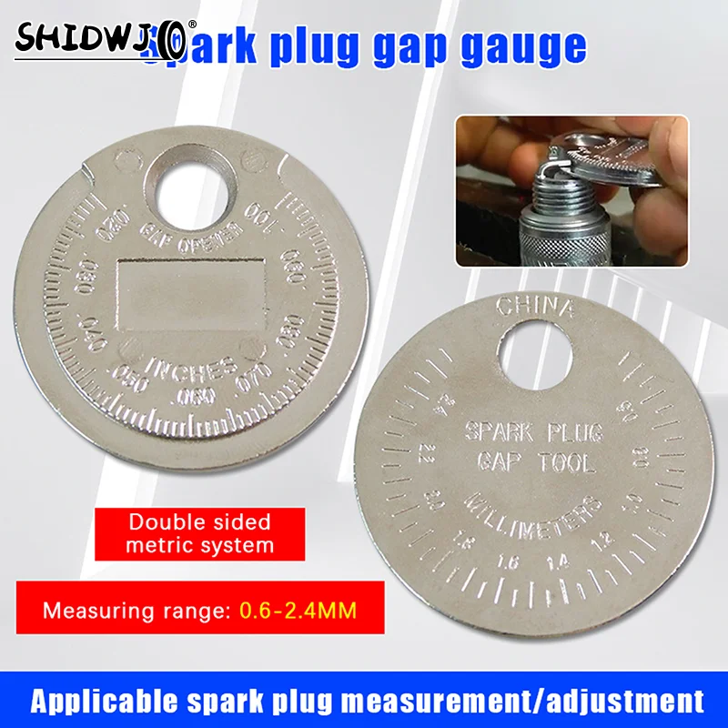 Measurement Coin-Type 0.6-2.4mm Range Spark Plug Gage Spark Plug Gap Gauge Measuring Tools Universal Car Ignition System Tools