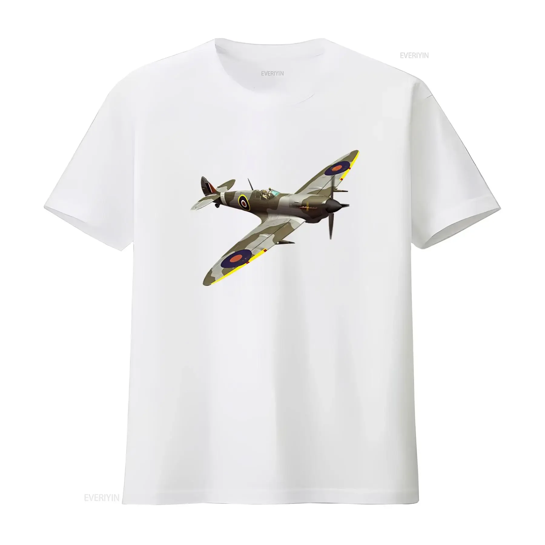 Vintage Supermarine Spitfire Flying Solo Men's Cotton T Shirt Retro Military Aviation Design Comfortable Fit Perfect for view 3