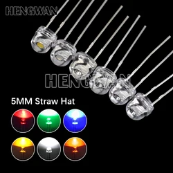 50pcs 5mm Straw Hat LED Super Bright White 0.3W 0.5W 0.75W Power Light Emitting Diode Red Yellow Green Blue Warm White Orange