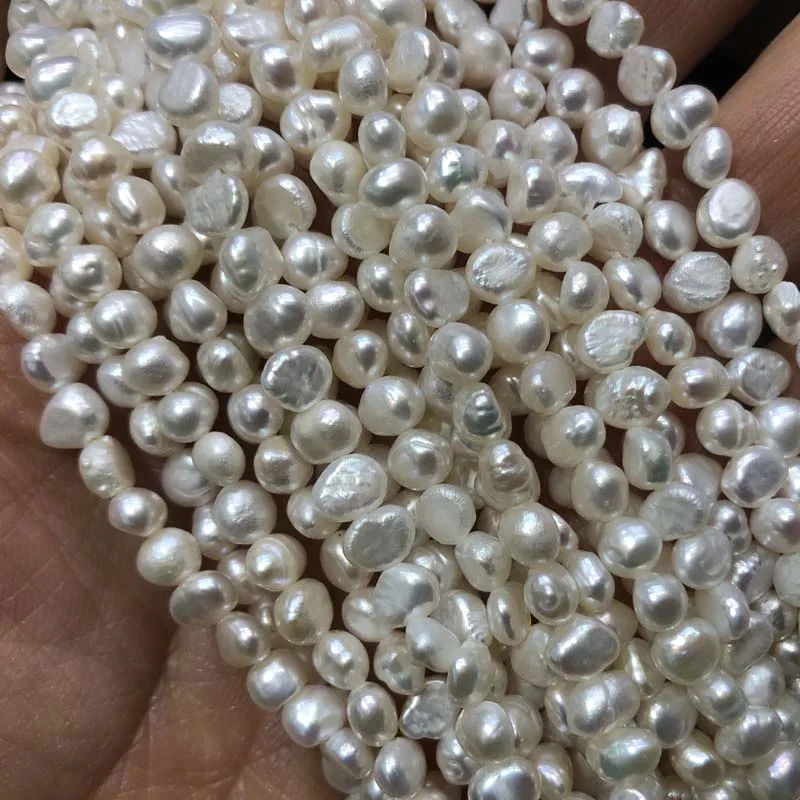 ELEISPL Newly Lots 20 Strands 4-5mm Near Nugget Shape White Freshwater Pearls Strings