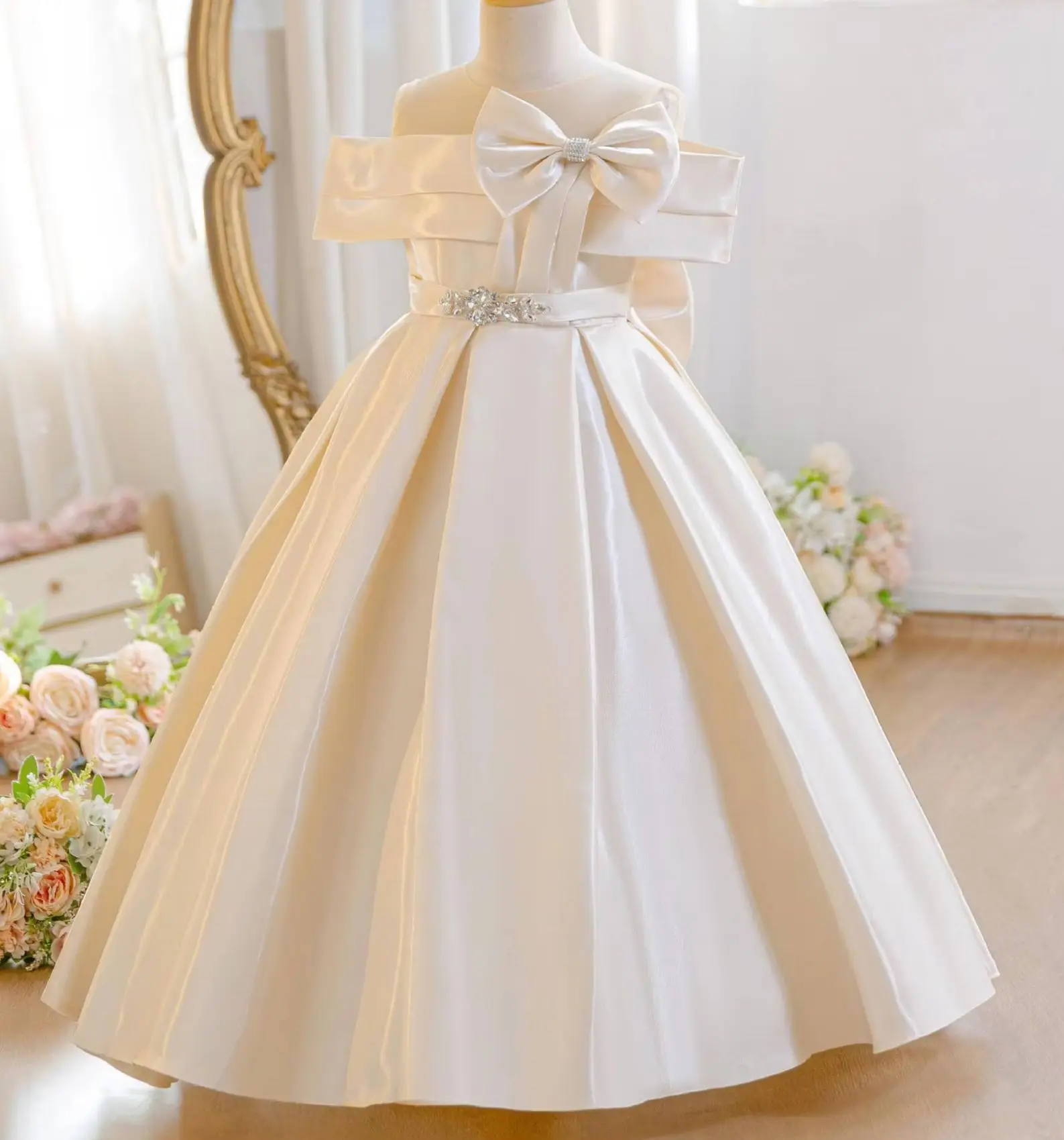 Children Elegant Dress for Graduation Girl Long Wedding Dresses Girl's Festive Clothes From 4 to 12 Years