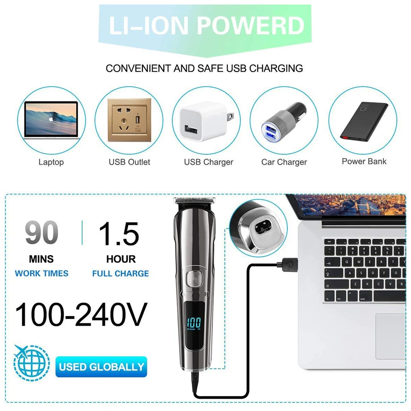 6 in 1 Men's Professional Hair Cutting Set Electric Hair Remover Beard Trimmer Ear & Nose Hair Removal Machine Grooming Set