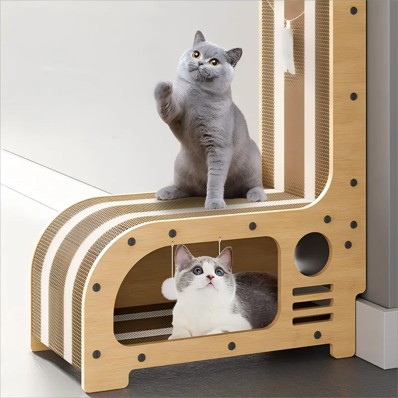 

Custom L-Shaped Vertical Cat Scratcher Cat Scratching Board Cat Scratcher Cardboard With Toys for Indoor