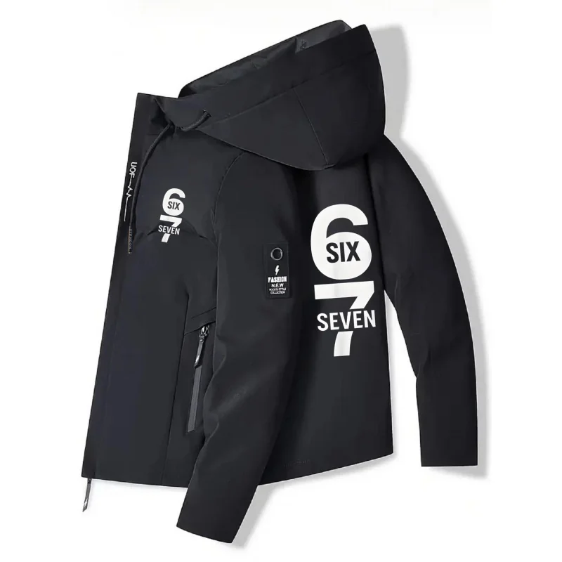 6 and 7 Printed Men's High-Quality Four-Season Jacket - Running and Travel Coat, Machine Washable Non-Stretch Fabric Jacket
