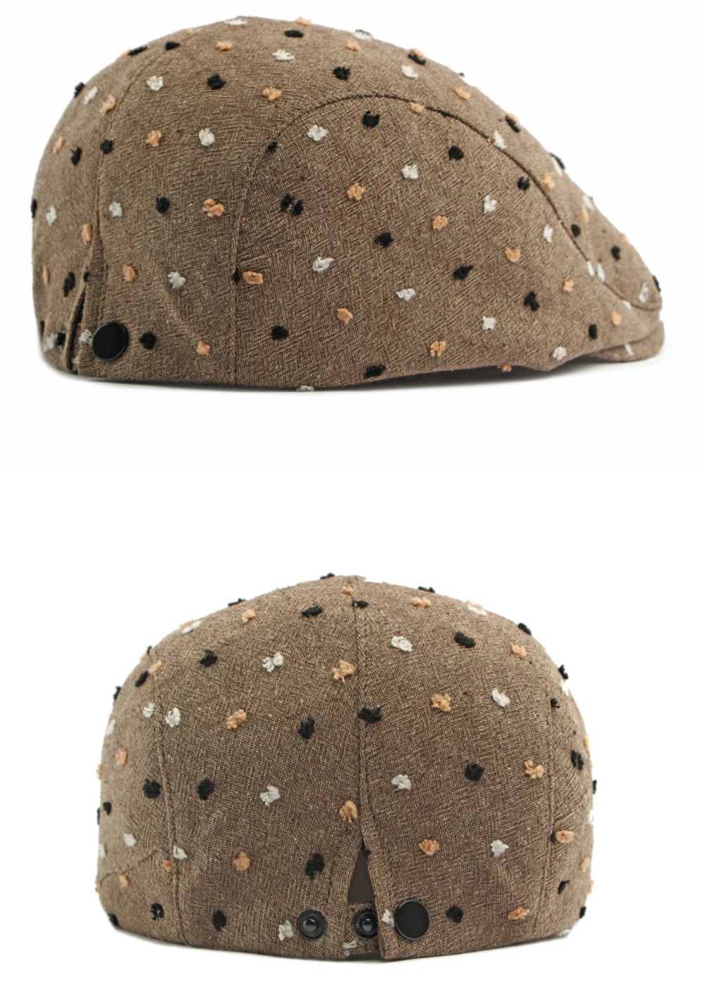 HT5104 Baskenmützen für Herren und Damen, Vintage Künstler-Mütze, Verstellbare Ivy-Flatcaps für Frühling und Sommer, Leinen-Baskenmütze – Detail 9