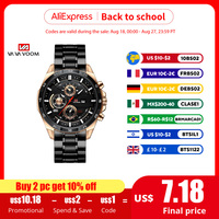 Man Sports Watches Fashion Racing Series 46mm Black Leather Clock VA VA VOOM Quartz Movement 3Bar Waterproof Wrist Watch for Men