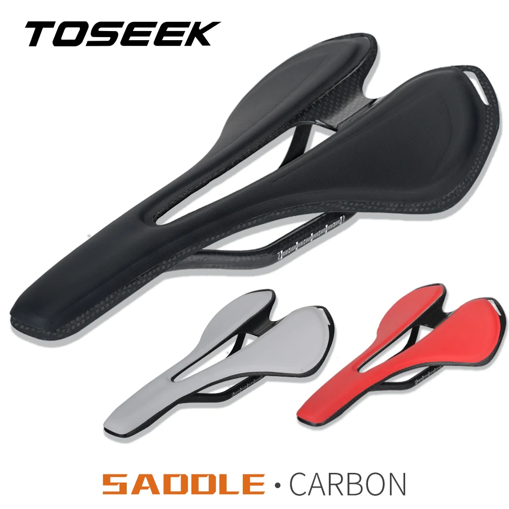 No Logo Bicycle Carbon Saddle Super Light Weight MTB Road Bike Saddle 125g Leather Saddle Black Bike Saddle Seat For Bicycle