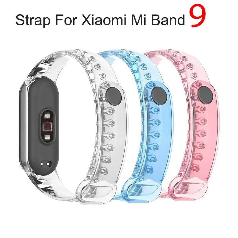 Silicone Strap For Xiaomi Mi Band 9 Transparent Color Chang Watchband For Mi band 8 9 Discoloration Replacement Bracelet