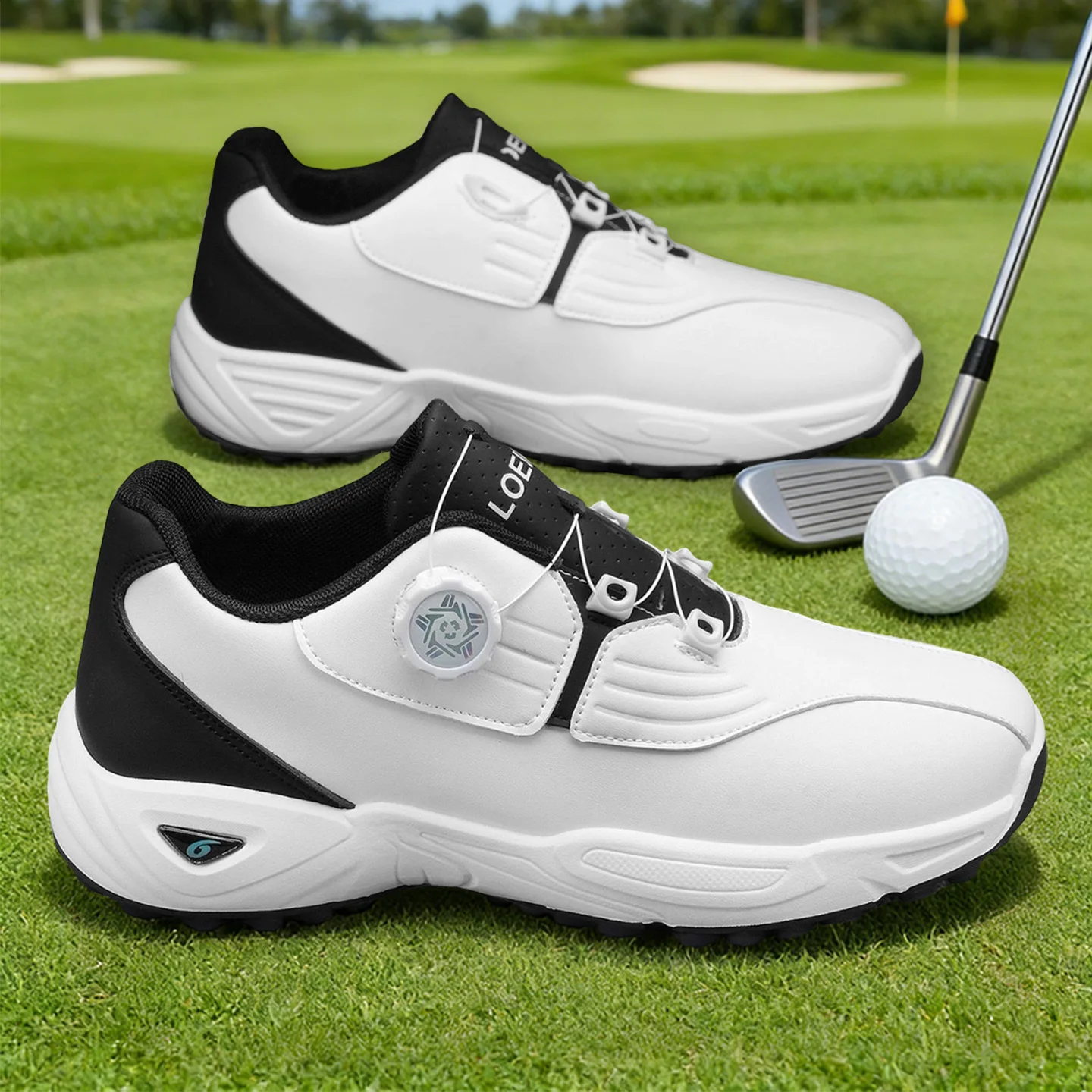 Men's Golf Shoes: High-quality, Non-slip Athletic Shoes with a Rotating Button for Ultimate Comfort!