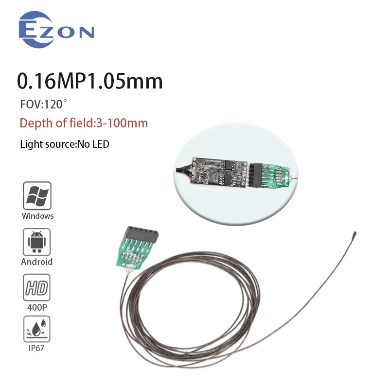 0.16MP 1.05mm 120° Wide Angle Endoscope Camera for Engine Inspection USB Type-C Android 3-in-1 Endoscope Camera+Decoder Board