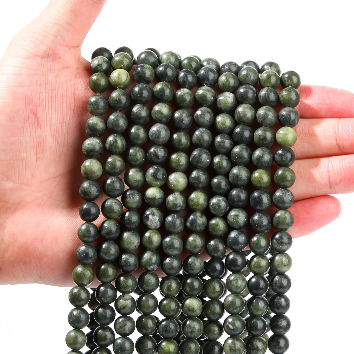 Natural Stone Southern Jade Beads Dark Serpentine Jade Round Loose Bead For Jewelry Making Diy Bracelet Necklace Supplies 15