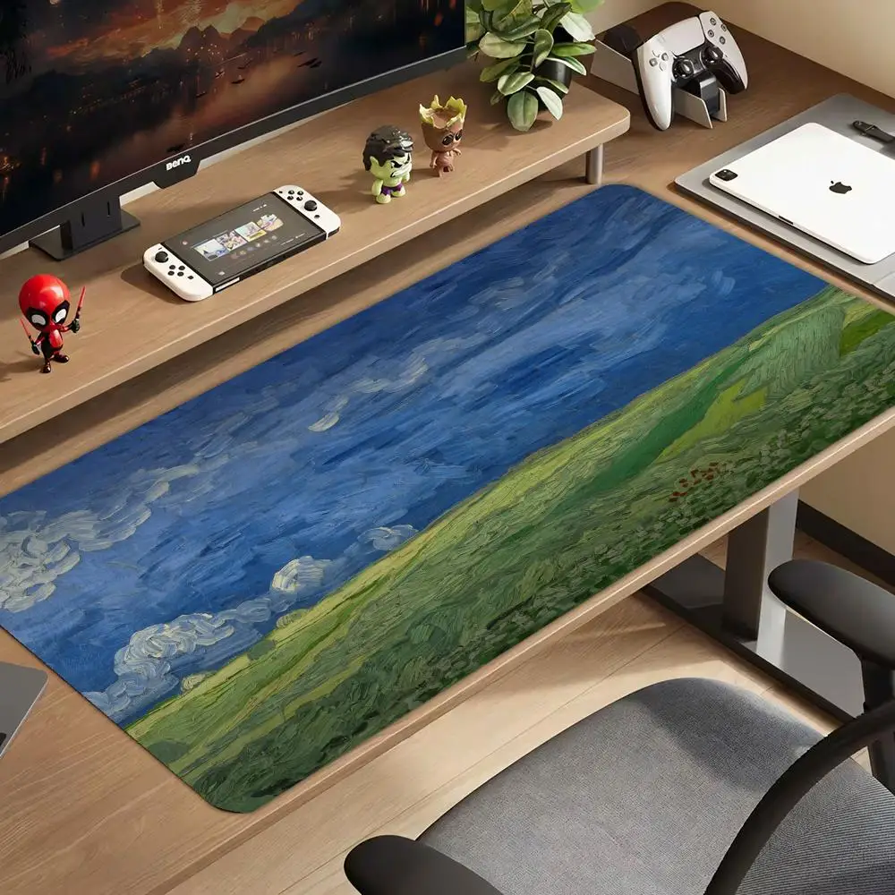 

Van Gogh Inspired Nature Pad large mouse pad rubber edge locking office mat pc accessories desk pad gaming mats Computer Desks