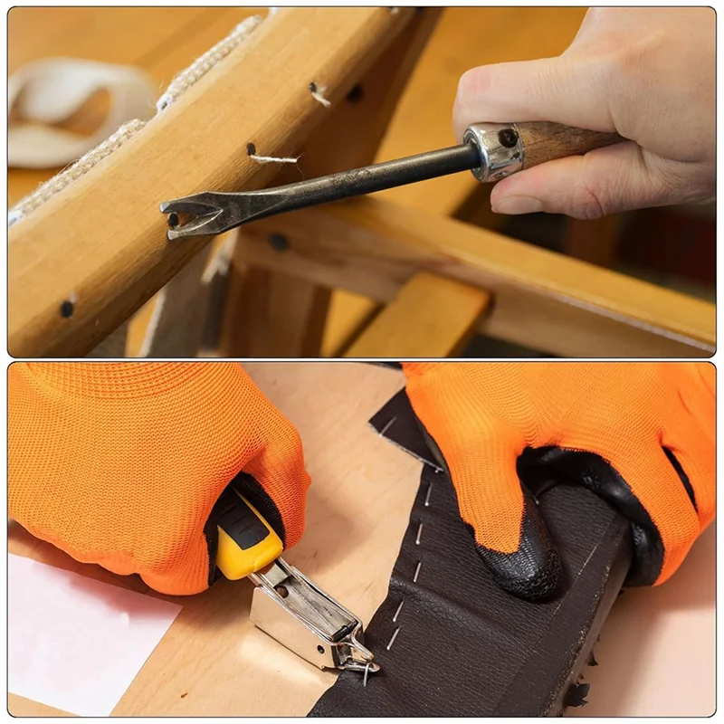 

【24 Hours Sale】Construction Staple Puller, 3Pcs 4" V Curved Upholstery Staple Remover Nailing Tool